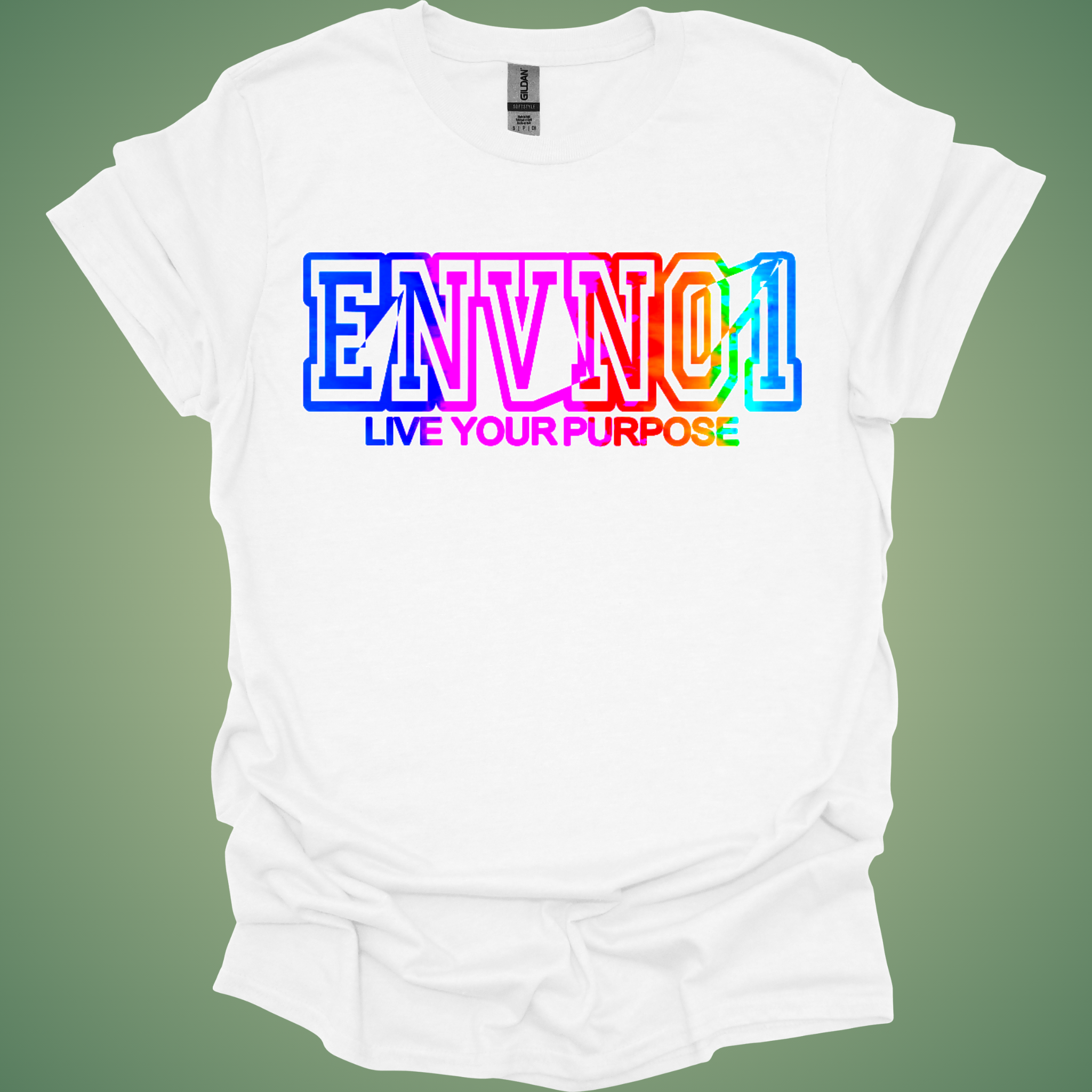 🌈 ENVNO1 Rainbow Logo Tee – “Live Your Purpose”