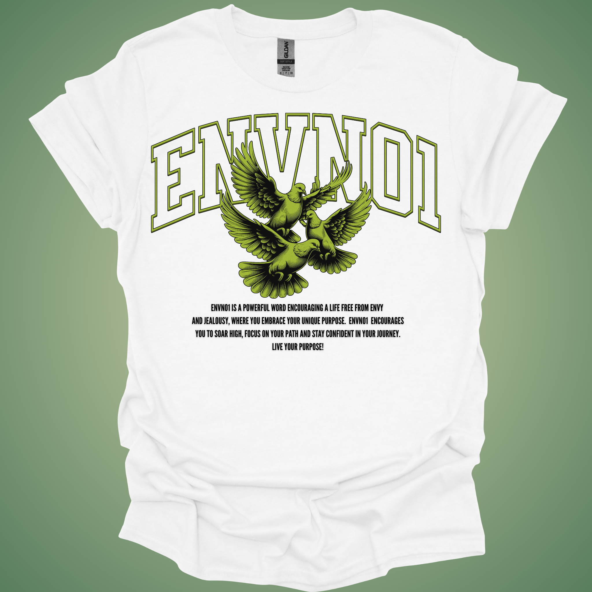 ENVNO1 “Soar” Doves Tee (White & Olive)