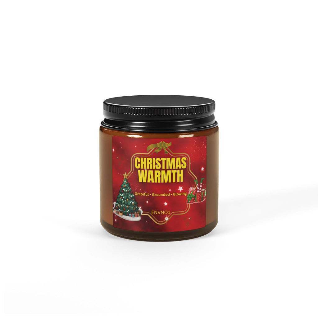 Christmas Warmth Soy Candle — Amber Jar (Holiday Scented Candle)