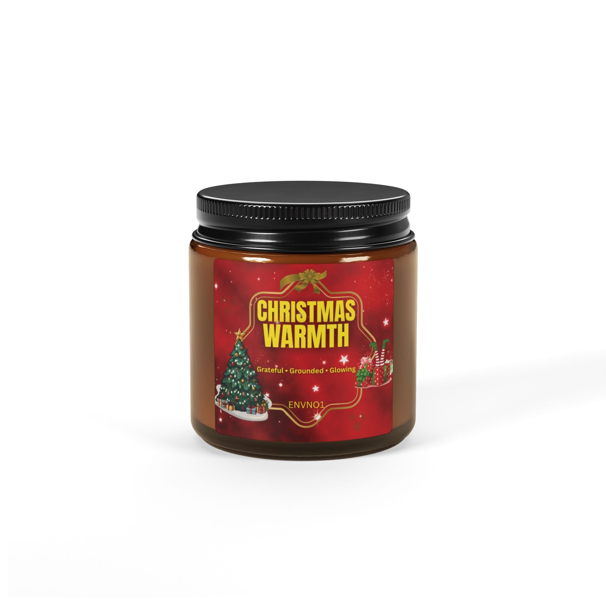 Christmas Warmth Soy Candle — Amber Jar (Holiday Scented Candle)