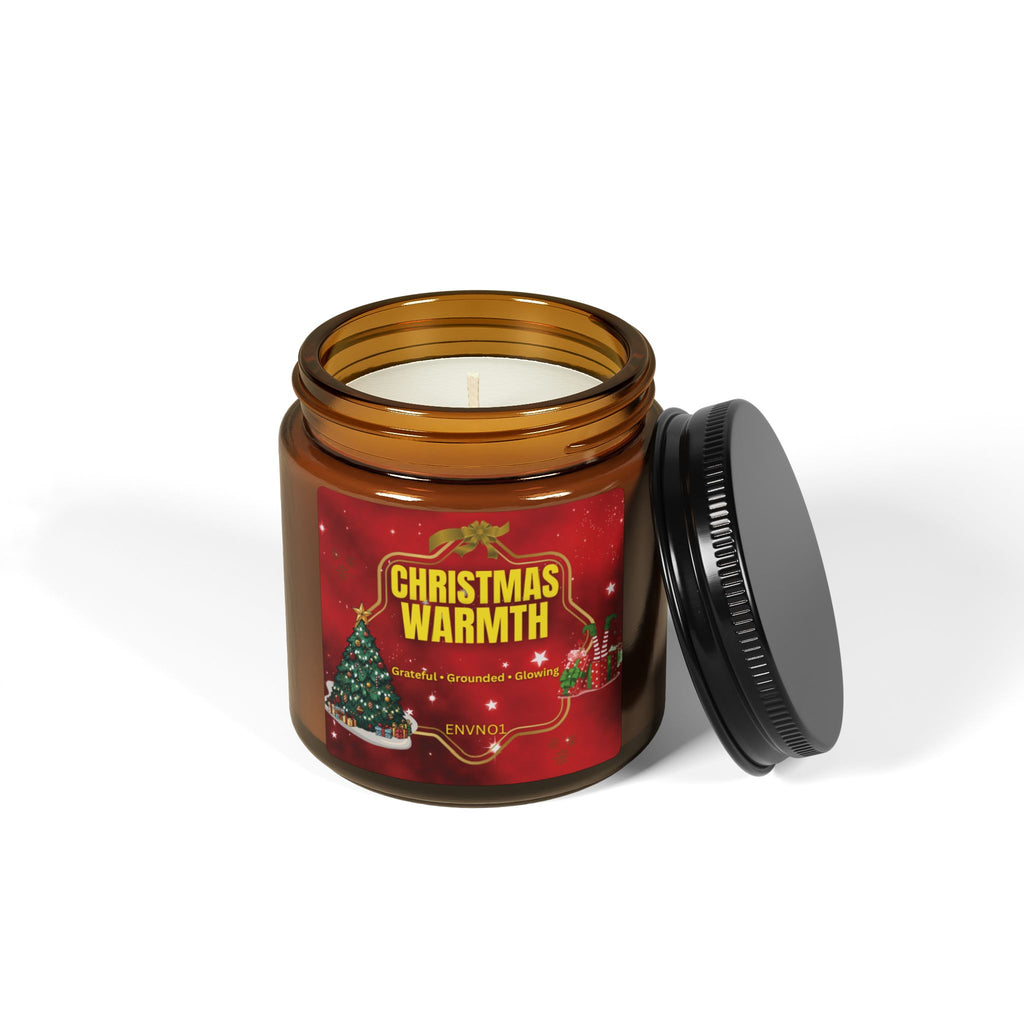 Christmas Warmth Soy Candle — Amber Jar (Holiday Scented Candle)