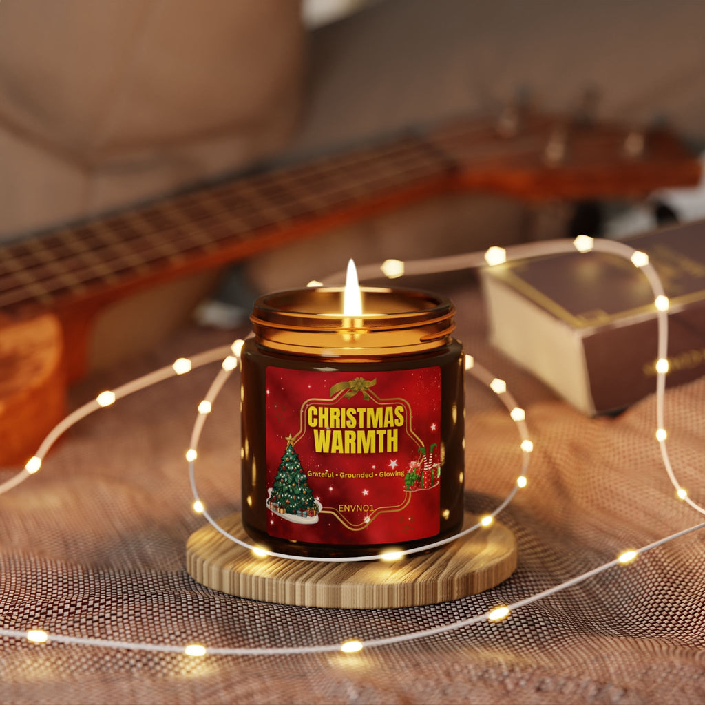 Christmas Warmth Soy Candle — Amber Jar (Holiday Scented Candle)