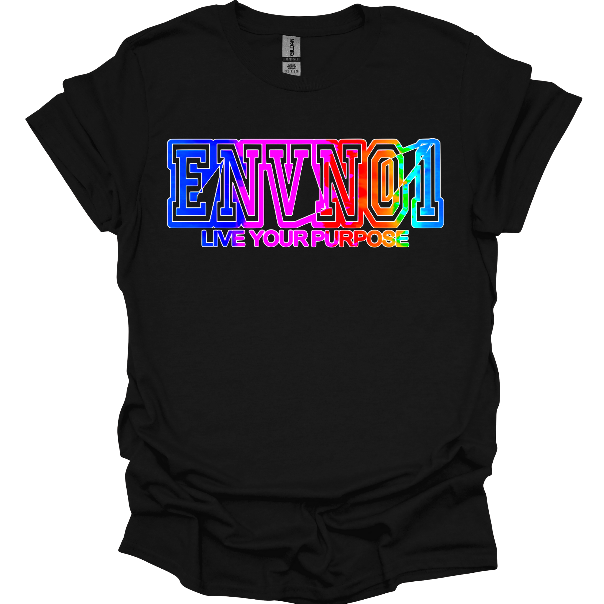 🌈 ENVNO1 Rainbow Logo Tee – “Live Your Purpose”